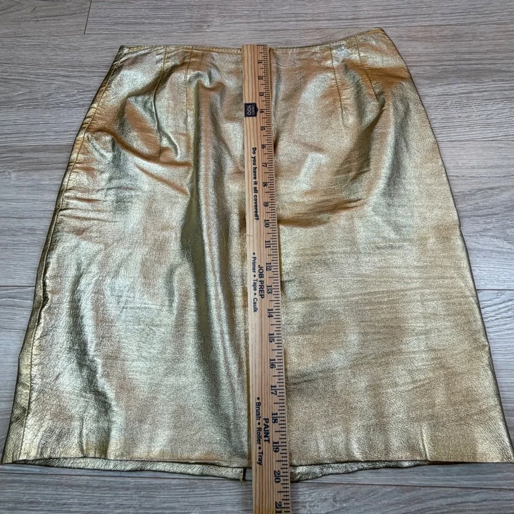 Siena Studio‎ Vintage Gold Metallic Leather Pencil Skirt Womens Sz 10 High Waist